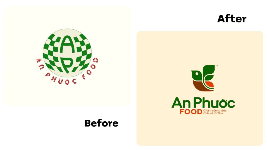 Thay đổi nhận diện An Phước Food trước và sau tái định vị