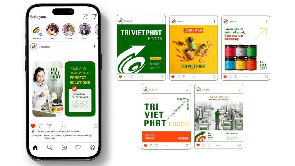 Hệ thống ứng dụng nhận diện trên truyền thông số Trí Việt Phát Foods